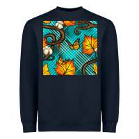 Navy autumn leaves seamless pattern Heavyweight Sweatshirt - BundleAndBundleShop