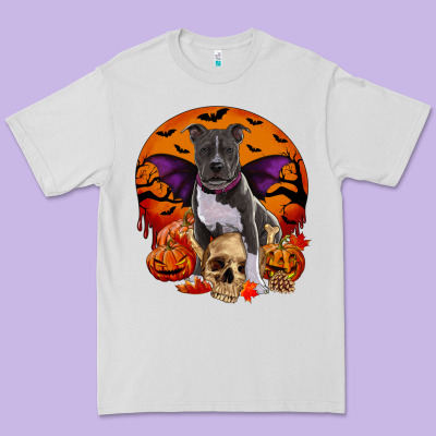 Halloween Pitbull Dog Premium Tee Designed By Ranaportraitstore