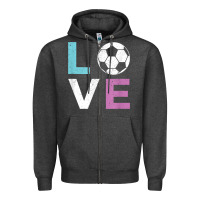 Charcoal Heather Soccer Gift for Girls Women I Love Soccer Vintage Zipper Hoodie - minhPixels