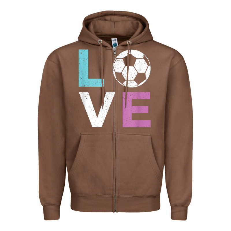 Soccer Gift For Girls Women I Love Soccer Vintage Zipper Hoodie by minhPixels | Teevron