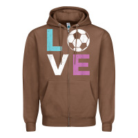Chestnut Soccer Gift for Girls Women I Love Soccer Vintage Zipper Hoodie - minhPixels