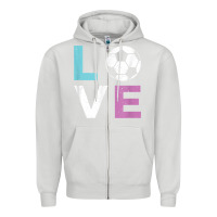 Dove Grey Soccer Gift for Girls Women I Love Soccer Vintage Zipper Hoodie - minhPixels