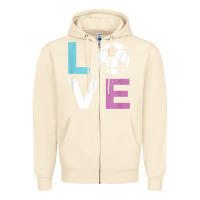 Sandshell Soccer Gift for Girls Women I Love Soccer Vintage Zipper Hoodie - minhPixels
