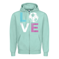 Seafoam Soccer Gift for Girls Women I Love Soccer Vintage Zipper Hoodie - minhPixels