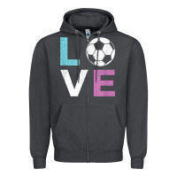 Smoke Soccer Gift for Girls Women I Love Soccer Vintage Zipper Hoodie - minhPixels