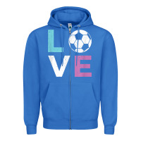 True Royal Soccer Gift for Girls Women I Love Soccer Vintage Zipper Hoodie - minhPixels