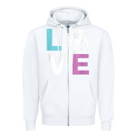 White Soccer Gift for Girls Women I Love Soccer Vintage Zipper Hoodie - minhPixels