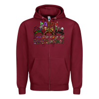Burgundy happy hallothanksmas Zipper Hoodie - SublimationCraftShop