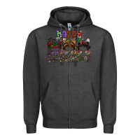 Charcoal Heather happy hallothanksmas Zipper Hoodie - SublimationCraftShop