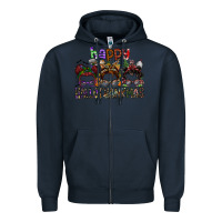 Navy happy hallothanksmas Zipper Hoodie - SublimationCraftShop