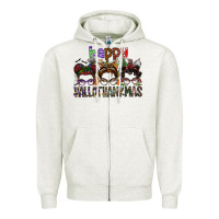 Oatmeal Heather happy hallothanksmas Zipper Hoodie - SublimationCraftShop