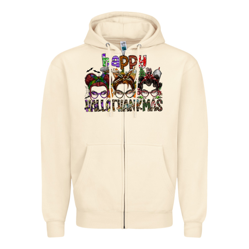 Happy Hallothanksmas Zipper Hoodie by SublimationCraftShop | Teevron
