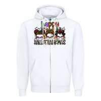 White happy hallothanksmas Zipper Hoodie - SublimationCraftShop