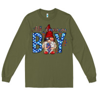 Army Green All American boy with gnome Long Sleeve Tee - HowdyJamesFarm
