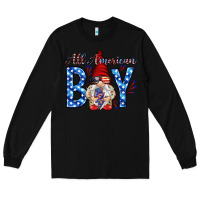Black All American boy with gnome Long Sleeve Tee - HowdyJamesFarm