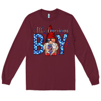 Burgundy All American boy with gnome Long Sleeve Tee - HowdyJamesFarm