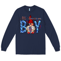 Navy All American boy with gnome Long Sleeve Tee - HowdyJamesFarm
