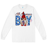 White All American boy with gnome Long Sleeve Tee - HowdyJamesFarm