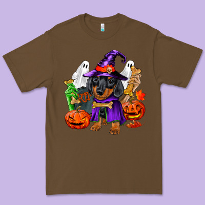 Halloween Dachshund Puppy Dog Premium Tee Designed By Ranaportraitstore