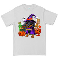 Dove Grey Halloween dachshund puppy dog Premium Tee - RanaPortraitStore