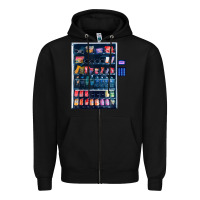 Black Funny Costumes for Halloween Vending Machine Silvester Zipper Hoodie - minhPixels