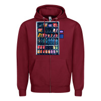 Burgundy Funny Costumes for Halloween Vending Machine Silvester Zipper Hoodie - minhPixels