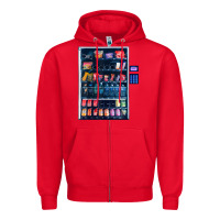 Red Funny Costumes for Halloween Vending Machine Silvester Zipper Hoodie - minhPixels