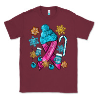 Burgundy winter breast cancer ribbon Classic Tee - NancyCooperArtShop