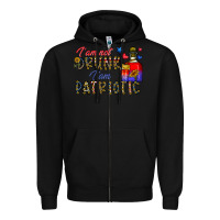 Black i'm drunk i'm patrıtoc Zipper Hoodie - CowhideDigitalArt