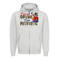 Dove Grey i'm drunk i'm patrıtoc Zipper Hoodie - CowhideDigitalArt