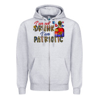 Heather Grey i'm drunk i'm patrıtoc Zipper Hoodie - CowhideDigitalArt