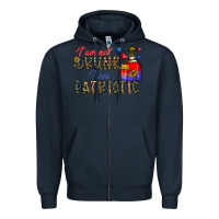 Navy i'm drunk i'm patrıtoc Zipper Hoodie - CowhideDigitalArt