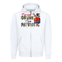 White i'm drunk i'm patrıtoc Zipper Hoodie - CowhideDigitalArt