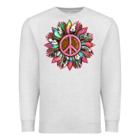 Oatmeal Heather sunflower and tie dye with peace sign Premium Sweatshirt - Artiststas