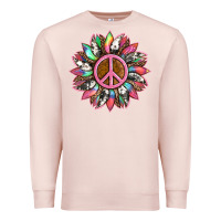 Pale Pink sunflower and tie dye with peace sign Premium Sweatshirt - Artiststas