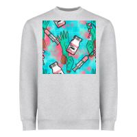 Heather Grey Nurse Gloves Seamless Pattern Heavyweight Sweatshirt - BundleAndBundleShop