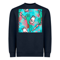 Navy Nurse Gloves Seamless Pattern Heavyweight Sweatshirt - BundleAndBundleShop