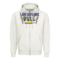 Oatmeal Heather librarians rule Zipper Hoodie - CowhideDigitalArt