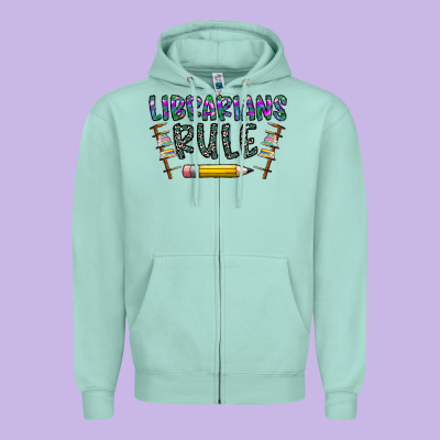 Librarians Rule Zipper Hoodie Designed By Cowhidedigitalart