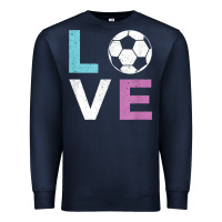 Navy Soccer Gift for Girls Women I Love Soccer Vintage Premium Sweatshirt - minhPixels