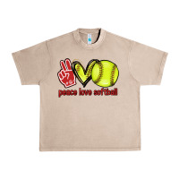 French Oak Peace love Softball Urban Heavy Tee - HowdyJamesFarm