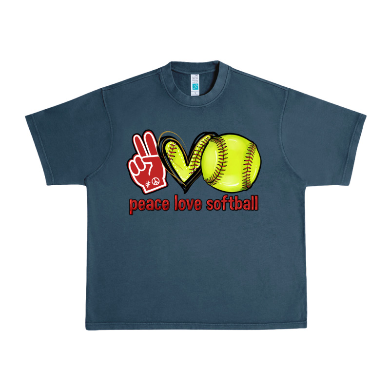 Peace Love Softball Urban Heavy Tee by HowdyJamesFarm | Teevron