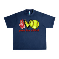 Navy Peace love Softball Urban Heavy Tee - HowdyJamesFarm