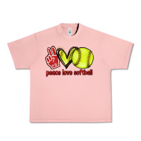 Salmon Peace love Softball Urban Heavy Tee - HowdyJamesFarm