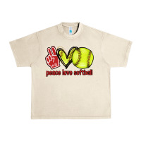 Sandshell Peace love Softball Urban Heavy Tee - HowdyJamesFarm