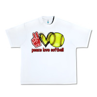 White Peace love Softball Urban Heavy Tee - HowdyJamesFarm