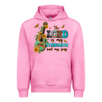Fuchsia Pink the lord is my strength and my song guitar with su Urban Hoodie - AdoDesignShop