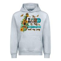 Heather Grey the lord is my strength and my song guitar with su Urban Hoodie - AdoDesignShop