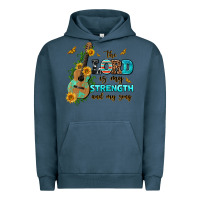 Pigment Midnight Navy the lord is my strength and my song guitar with su Urban Hoodie - AdoDesignShop