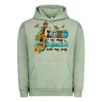Pigment Oil Green the lord is my strength and my song guitar with su Urban Hoodie - AdoDesignShop